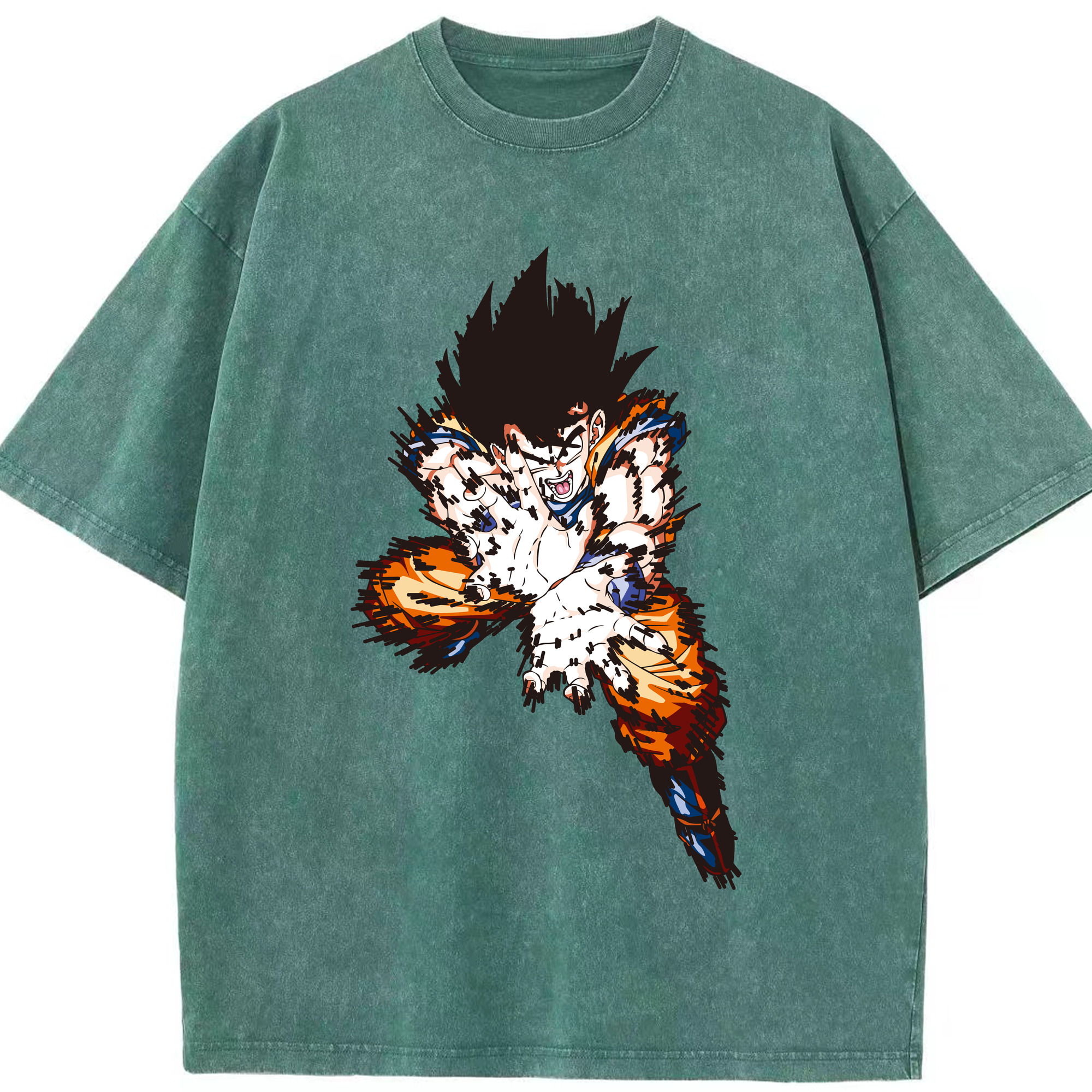 （画像用） ドラゴンボール 孫悟空（そん ごくう）Son Goku カカロット DRAGON BALL Kakarotto 綿100% ヴィンテージ風 半袖Tシャツ（フロントプリント）